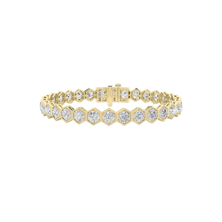10CTW Round Shaped Lab Grown Diamond (F/VS) Bracelet in 14K Gold
