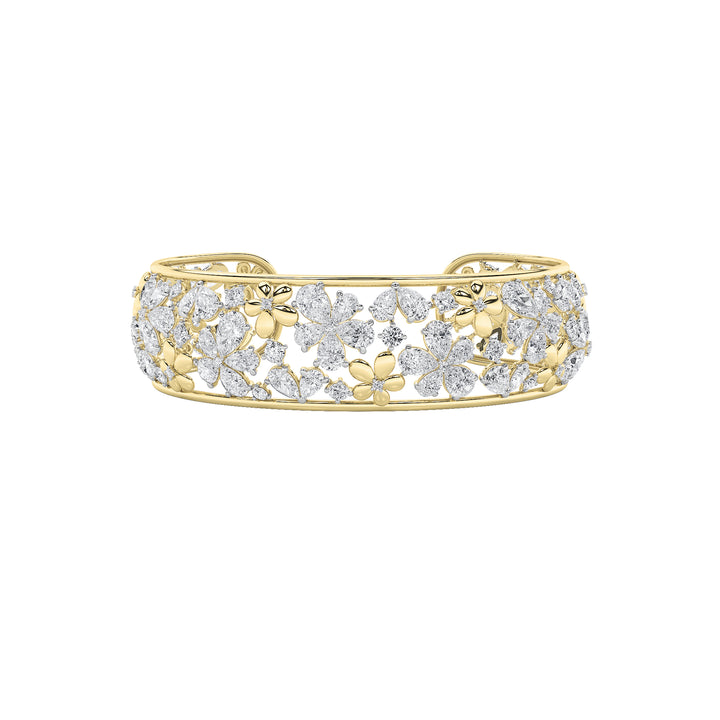 23.5CTW Mix Shaped Lab Grown Diamond (F/VS) Fancy Flower Bracelet in 14K Gold