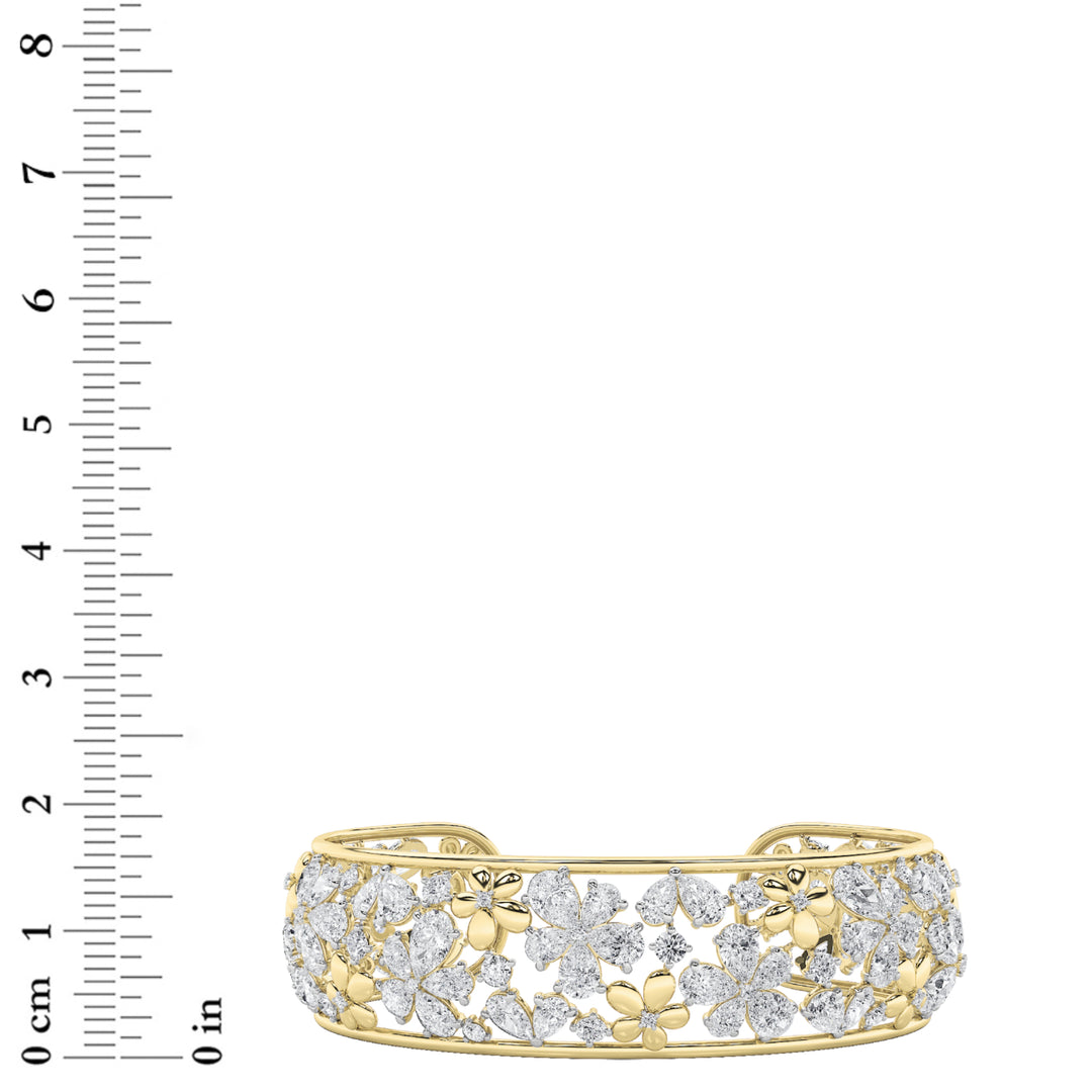 23.5CTW Mix Shaped Lab Grown Diamond (F/VS) Fancy Flower Bracelet in 14K Gold