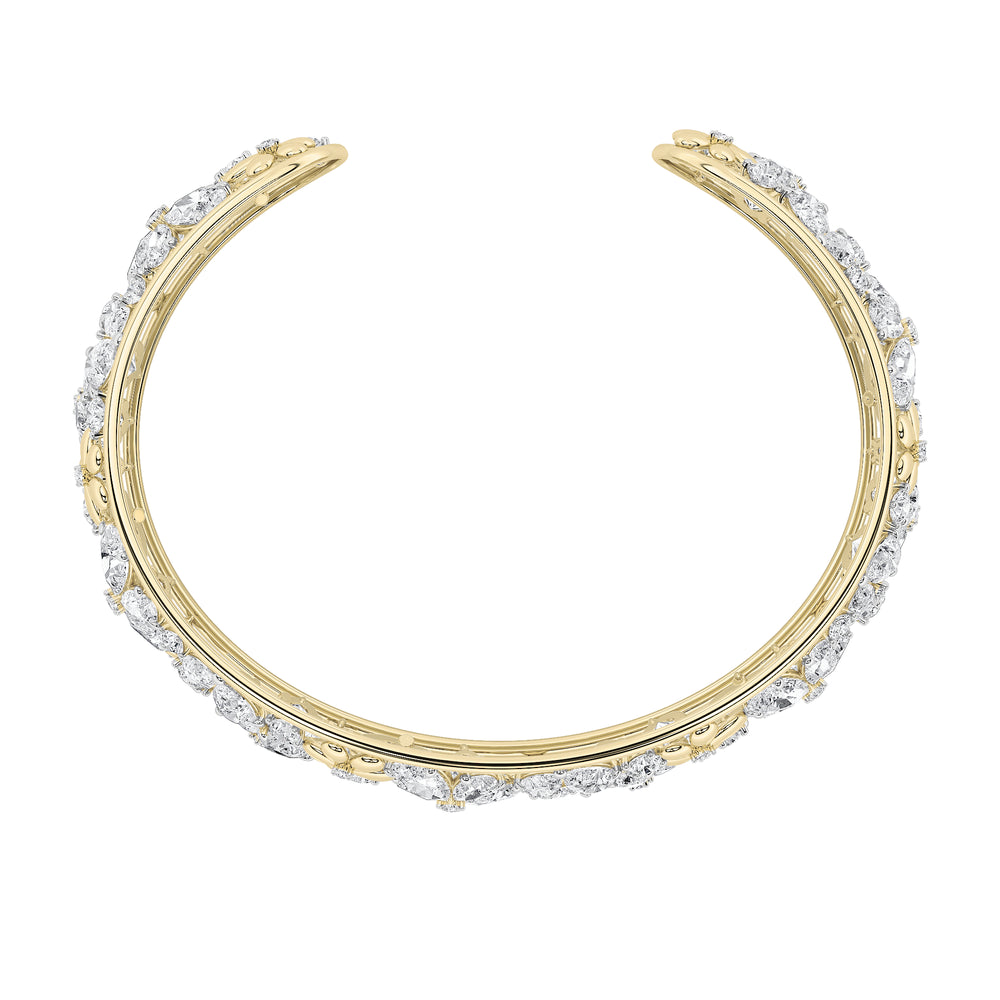 23.5CTW Mix Shaped Lab Grown Diamond (F/VS) Fancy Flower Bracelet in 14K Gold