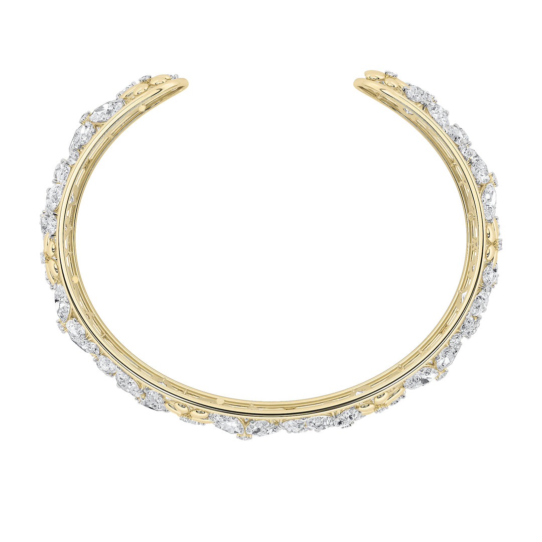 23.5CTW Mix Shaped Lab Grown Diamond (F/VS) Fancy Flower Bracelet in 14K Gold