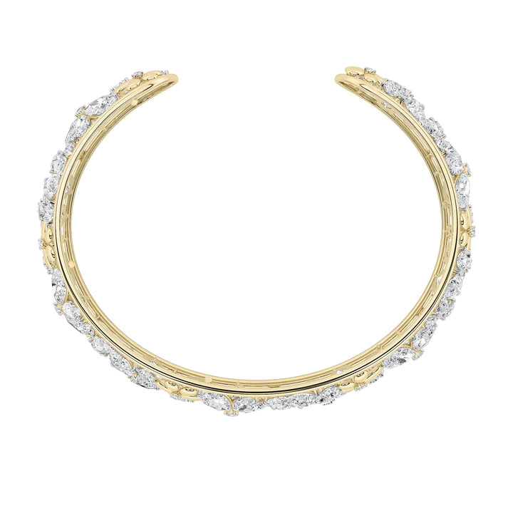 23.5CTW Mix Shaped Lab Grown Diamond (F/VS) Fancy Flower Bracelet in 14K Gold
