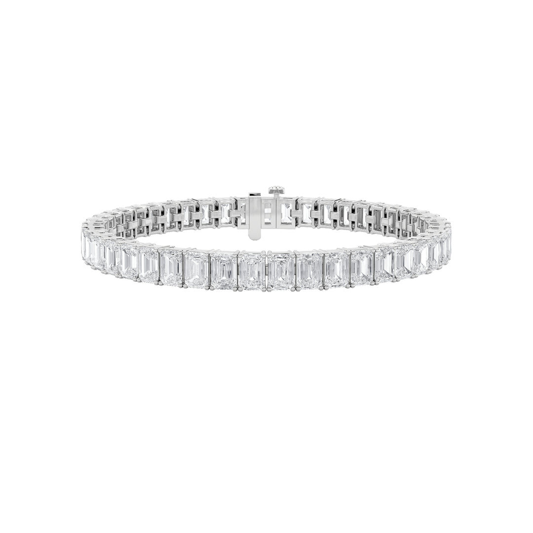 10CTW Emerald Shaped Lab Grown Diamond (F/VS) Bracelet in 14K Gold
