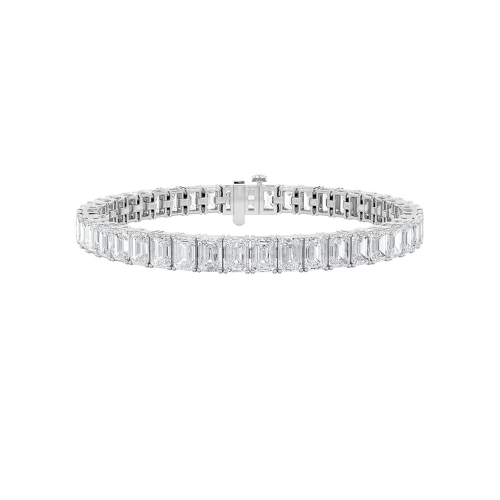 10CTW Emerald Shaped Lab Grown Diamond (F/VS) Bracelet in 14K Gold