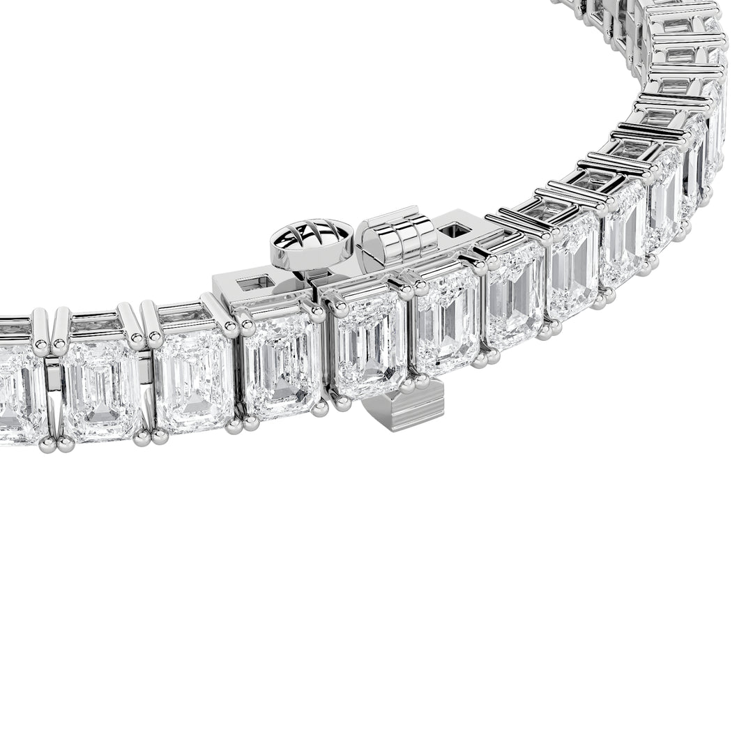 10CTW Emerald Shaped Lab Grown Diamond (F/VS) Bracelet in 14K Gold