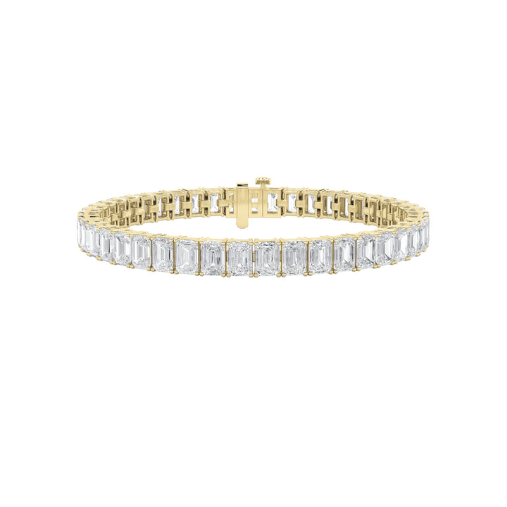 10CTW Emerald Shaped Lab Grown Diamond (F/VS) Bracelet in 14K Gold