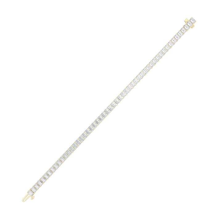10CTW Emerald Shaped Lab Grown Diamond (F/VS) Bracelet in 14K Gold