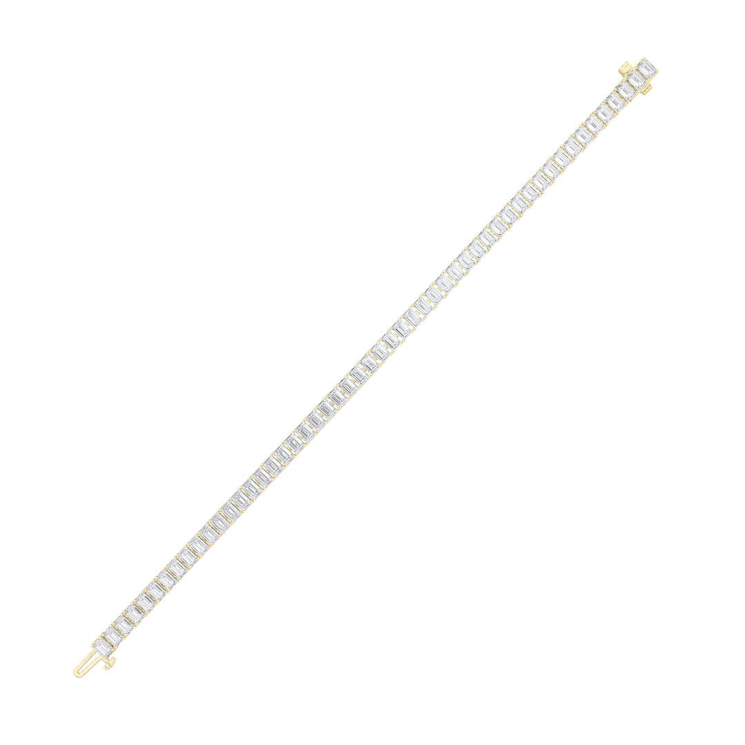 10CTW Emerald Shaped Lab Grown Diamond (F/VS) Bracelet in 14K Gold