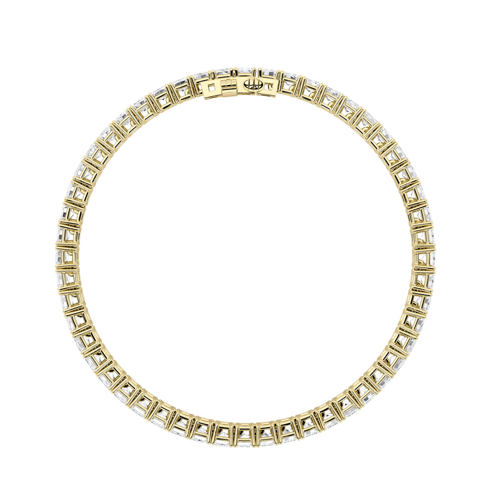 10CTW Emerald Shaped Lab Grown Diamond (F/VS) Bracelet in 14K Gold