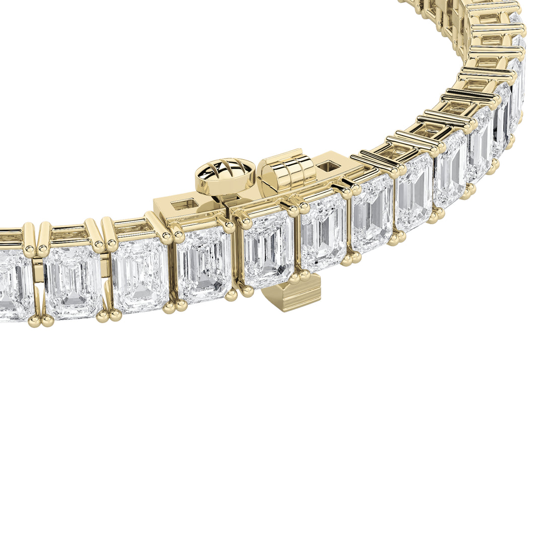 10CTW Emerald Shaped Lab Grown Diamond (F/VS) Bracelet in 14K Gold