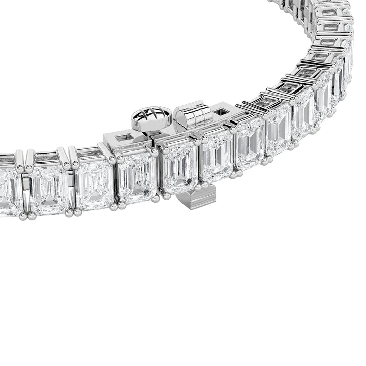 12.5CTW Emerald Shaped Lab Grown Diamond (F/VS) East West Line Bracelet in 14K Gold