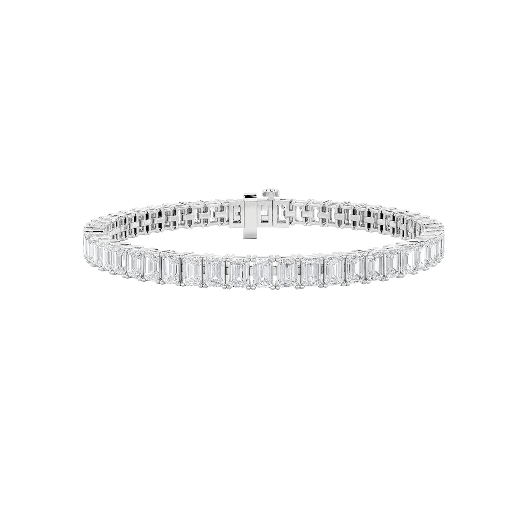 12.5CTW Emerald Shaped Lab Grown Diamond (F/VS) East West Line Bracelet in 14K Gold