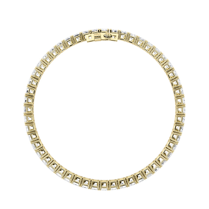 12.5CTW Emerald Shaped Lab Grown Diamond (F/VS) East West Line Bracelet in 14K Gold