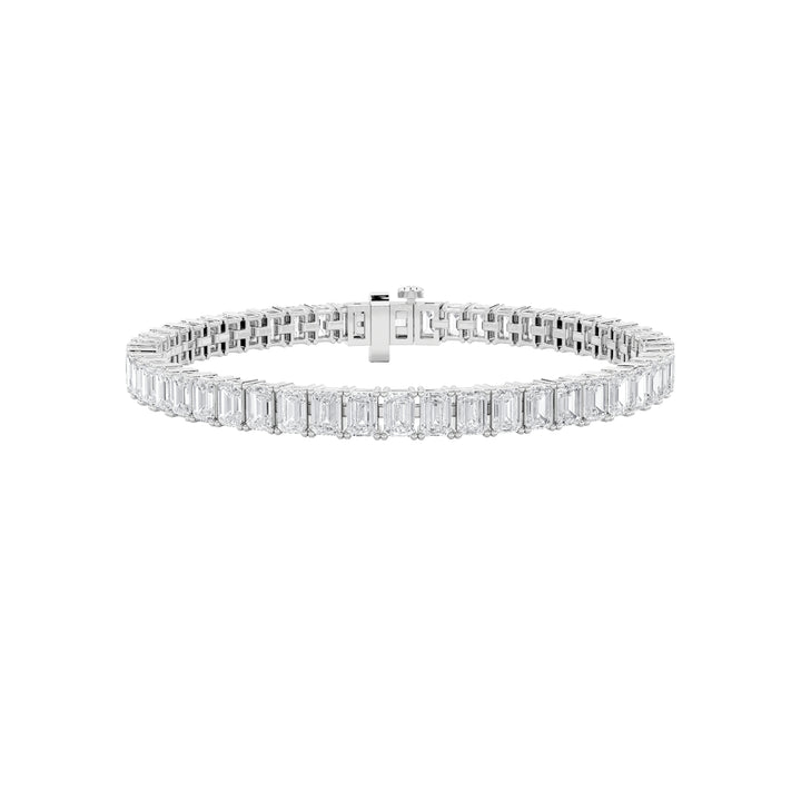 15CTW Emerald Shaped Lab Grown Diamond North South Bracelet in 14K Gold (F/VS)