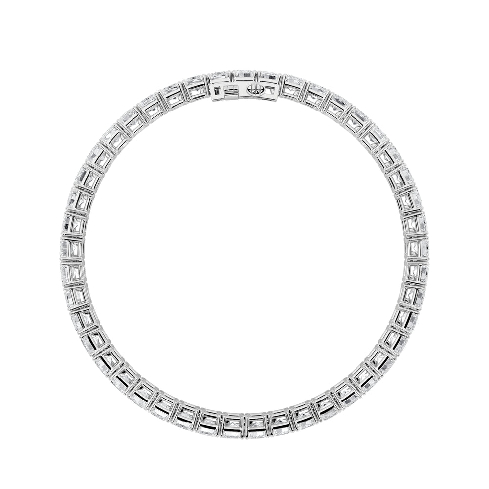 15CTW Emerald Shaped Lab Grown Diamond North South Bracelet in 14K Gold (F/VS)