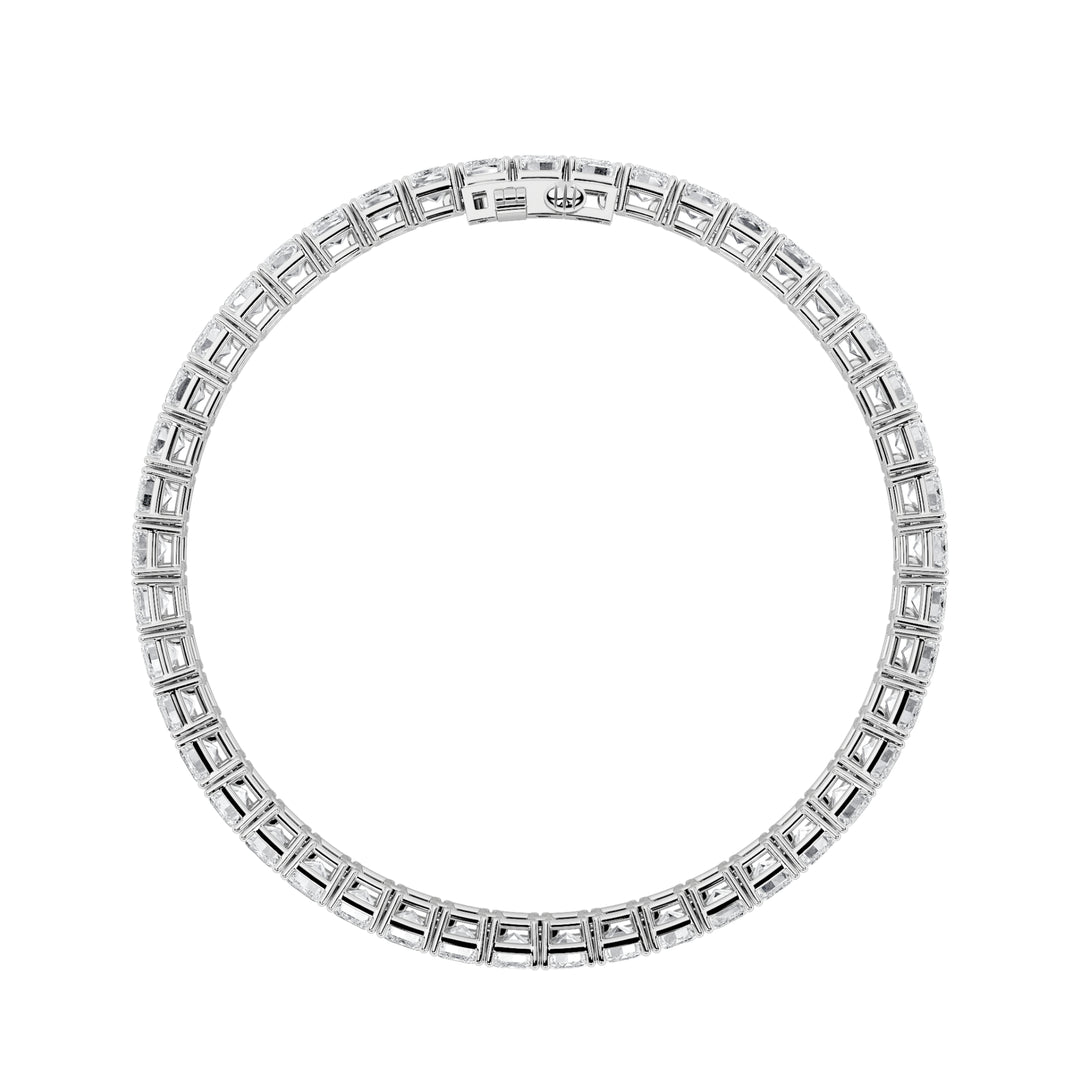 15CTW Emerald Shaped Lab Grown Diamond North South Bracelet in 14K Gold (F/VS)