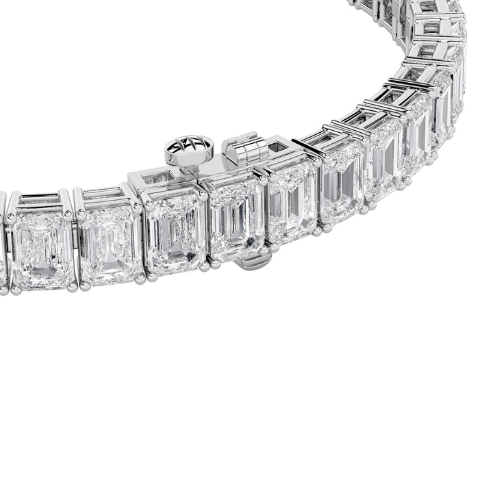 15CTW Emerald Shaped Lab Grown Diamond North South Bracelet in 14K Gold (F/VS)