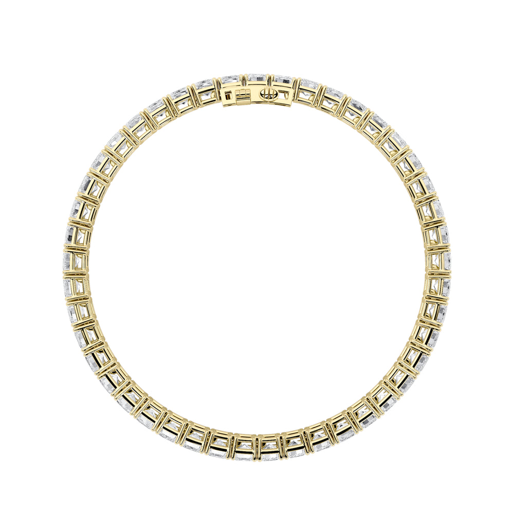 15CTW Emerald Shaped Lab Grown Diamond North South Bracelet in 14K Gold (F/VS)