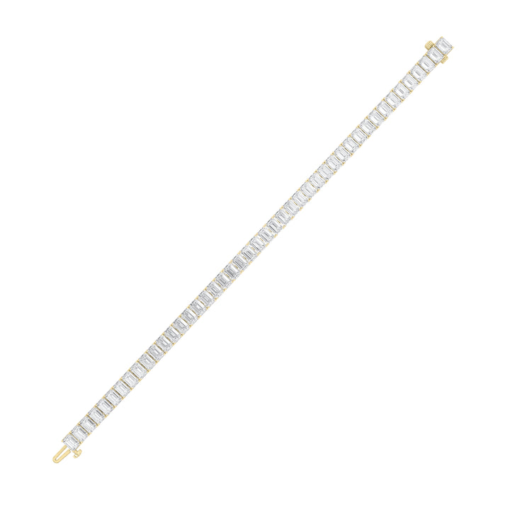 15CTW Emerald Shaped Lab Grown Diamond North South Bracelet in 14K Gold (F/VS)