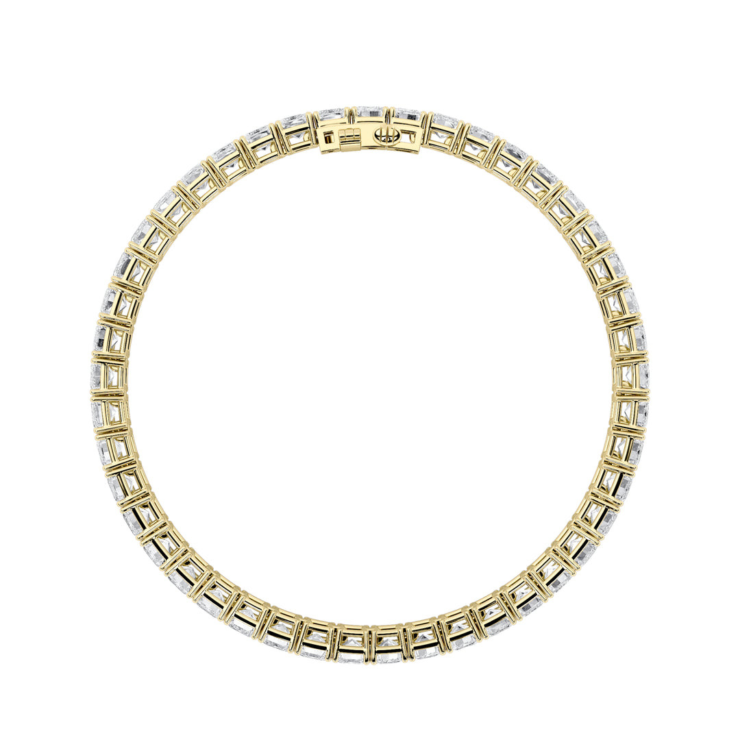 15CTW Emerald Shaped Lab Grown Diamond North South Bracelet in 14K Gold (F/VS)