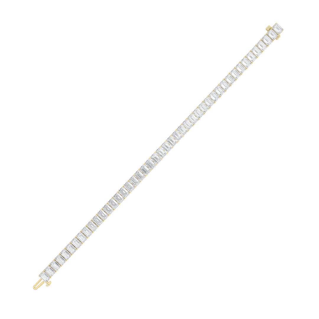 15CTW Emerald Shaped Lab Grown Diamond North South Bracelet in 14K Gold (F/VS)
