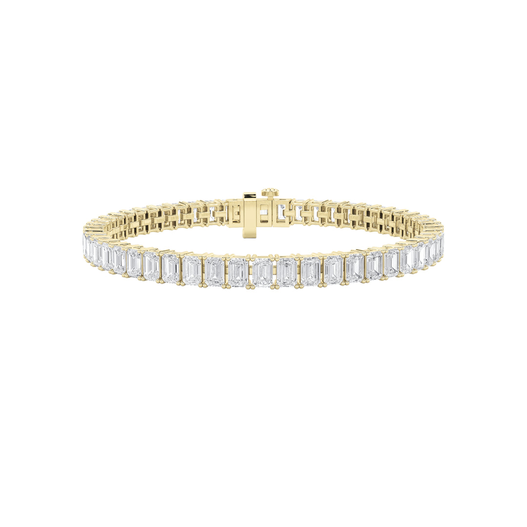 16.75CTW Emerald Shaped Lab Grown Diamond North  South Bracelet in 14K Gold (F/VS)