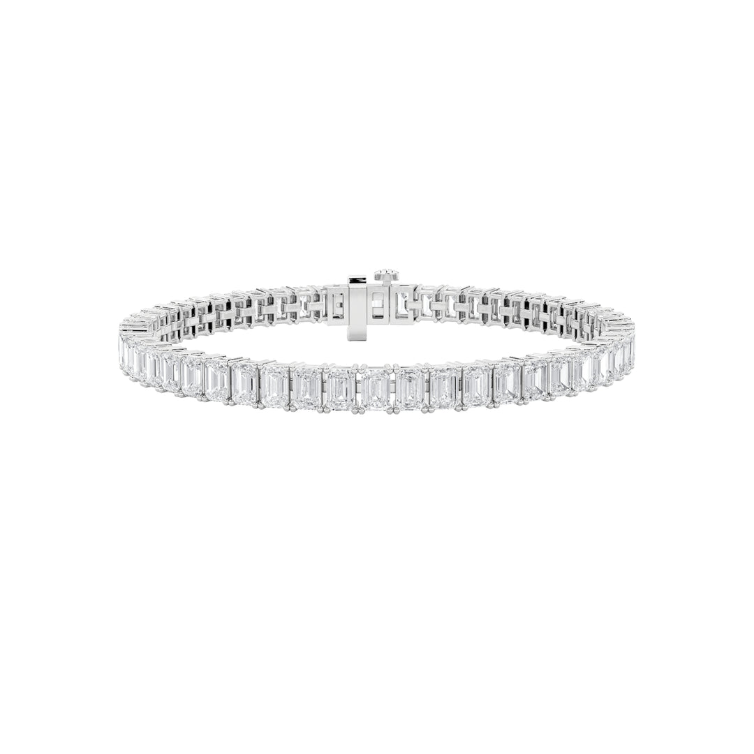 7CTW Emerald Shaped Lab Grown Diamond North South Bracelet in 14K Gold (F/VS)