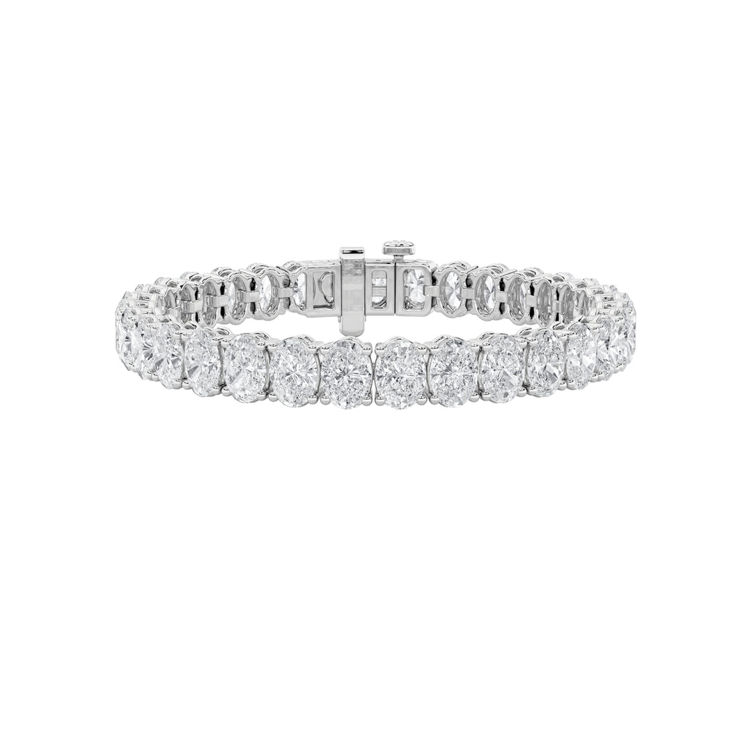10CTW Oval Shaped Lab Grown Diamond North South Bracelet in 14K Gold (F/VS)
