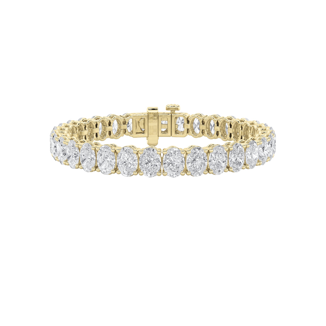 15CTW Oval Shaped Lab Grown Diamond North South Bracelet in 14K Gold (F/VS)