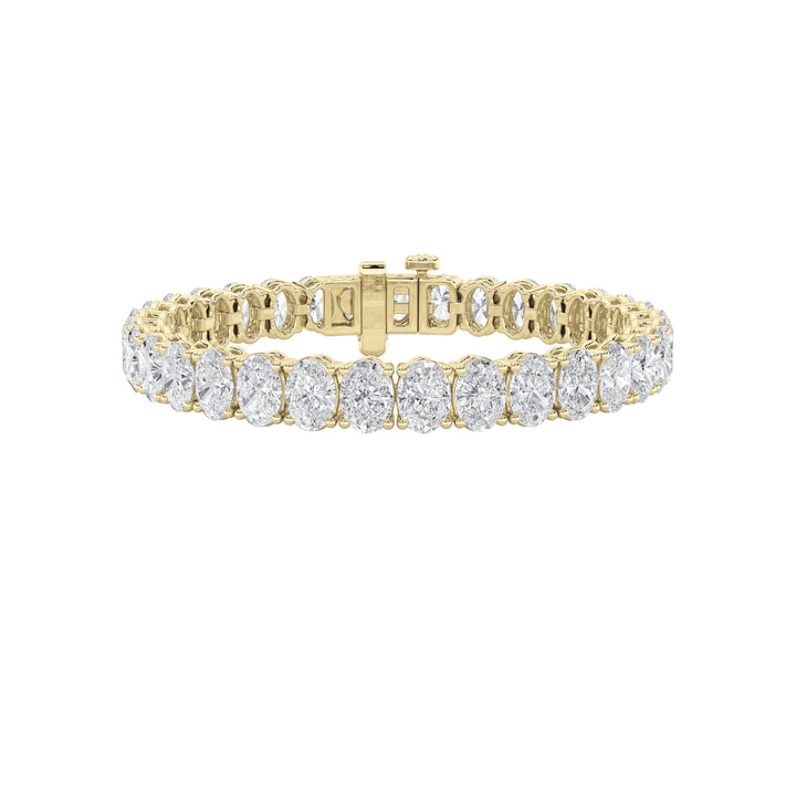 15CTW Oval Shaped Lab Grown Diamond North South Bracelet in 14K Gold (F/VS)