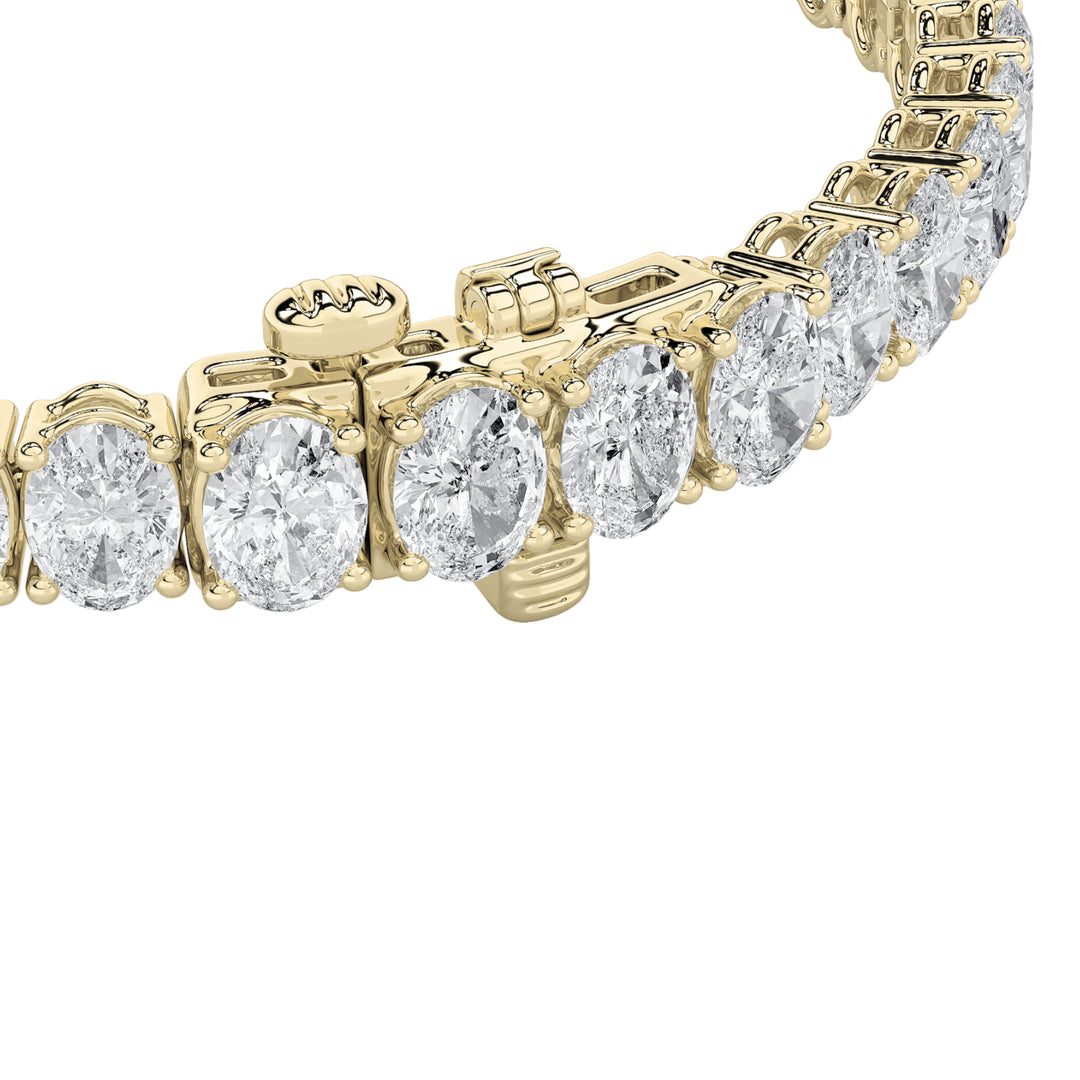 15CTW Oval Shaped Lab Grown Diamond North South Bracelet in 14K Gold (F/VS)