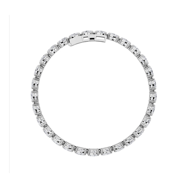 7CTW Oval Shaped Lab Grown Diamond (F/VS) Bracelet in 14K White Gold