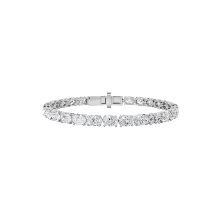 7CTW Oval Shaped Lab Grown Diamond (F/VS) Bracelet in 14K White Gold