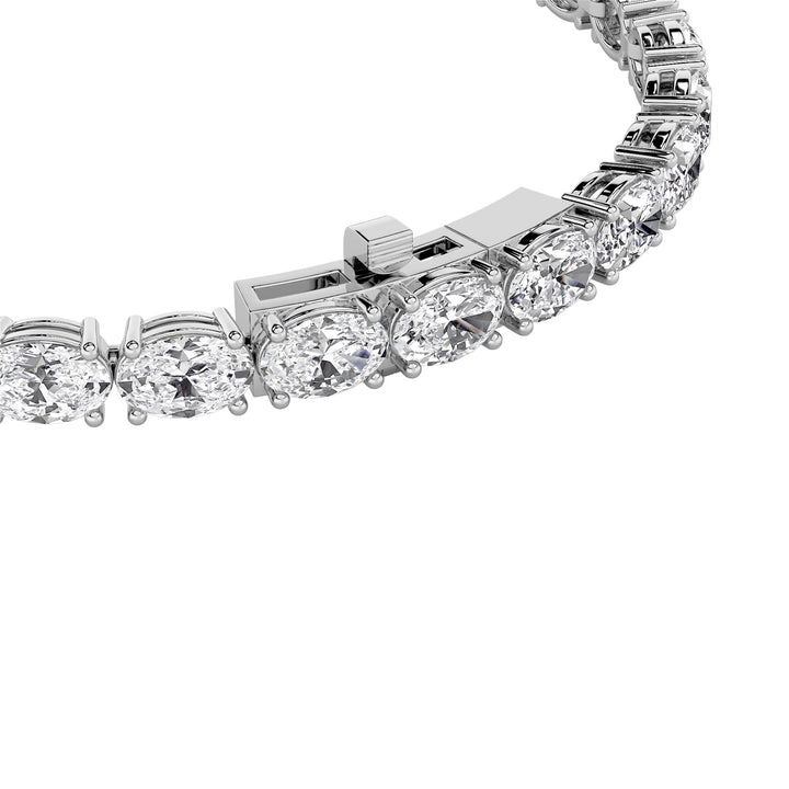 7CTW Oval Shaped Lab Grown Diamond (F/VS) Bracelet in 14K White Gold