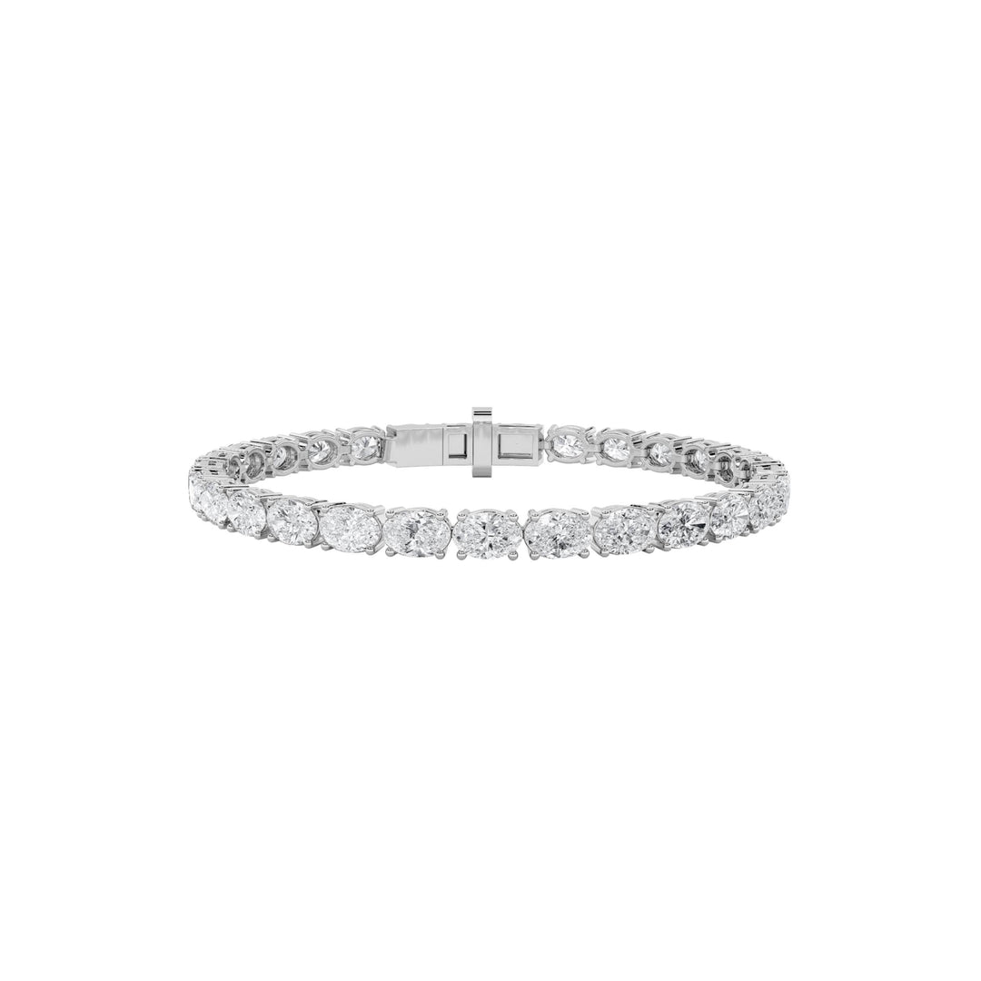 7CTW Oval Shaped Lab Grown Diamond (F/VS) Bracelet in 14K White Gold