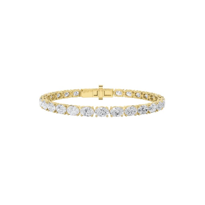 7CTW Oval Shaped Lab Grown Diamond (F/VS) Bracelet in 14K Yellow Gold