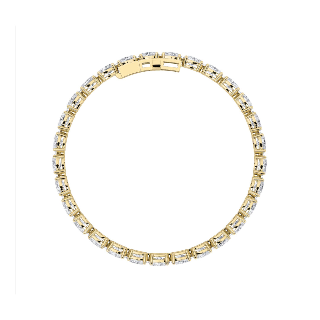 7CTW Oval Shaped Lab Grown Diamond (F/VS) Bracelet in 14K Yellow Gold