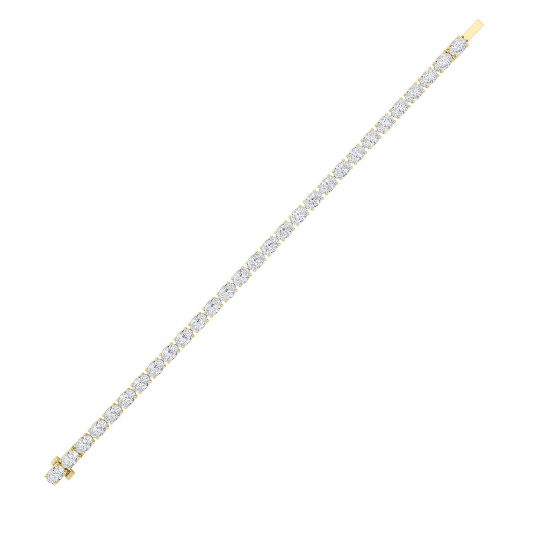 7CTW Oval Shaped Lab Grown Diamond (F/VS) Bracelet in 14K Yellow Gold