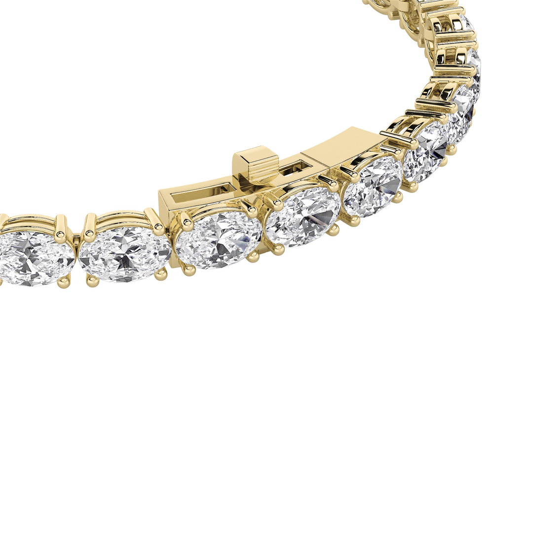 7CTW Oval Shaped Lab Grown Diamond (F/VS) Bracelet in 14K Yellow Gold