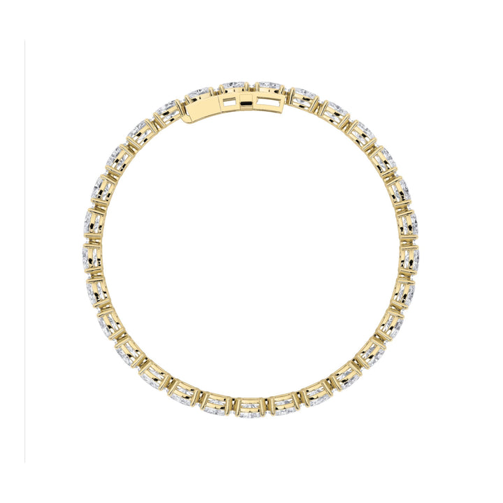 7CTW Oval Shaped Lab Grown Diamond (F/VS) Bracelet in 14K Yellow Gold