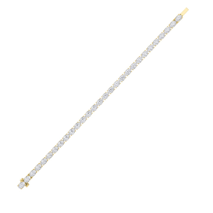 7CTW Oval Shaped Lab Grown Diamond (F/VS) Bracelet in 14K Yellow Gold
