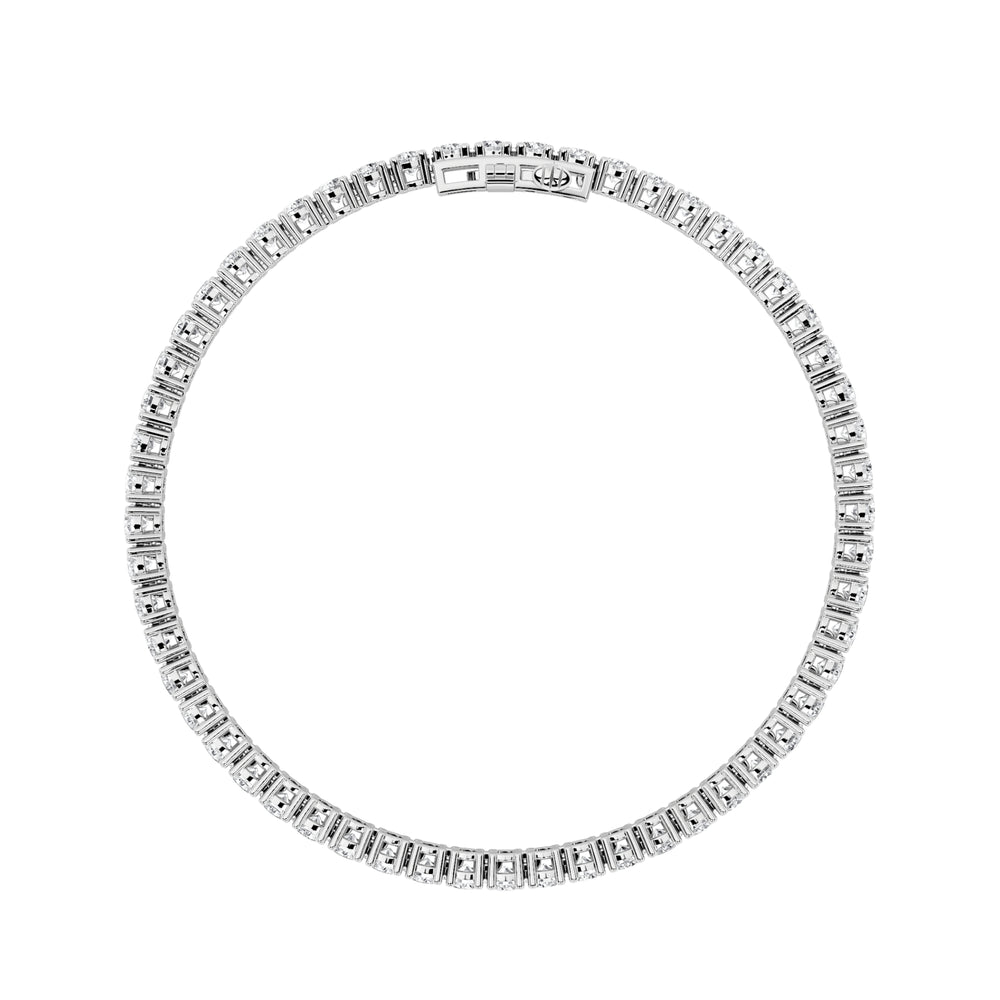 5CTW Round Shaped Lab Grown Diamond (F/VS) Bracelet in 14K White Gold