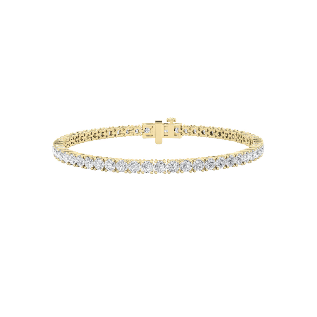 5CTW Round Shaped Lab Grown Diamond Tennis Bracelet in 14K Gold (F/VS)