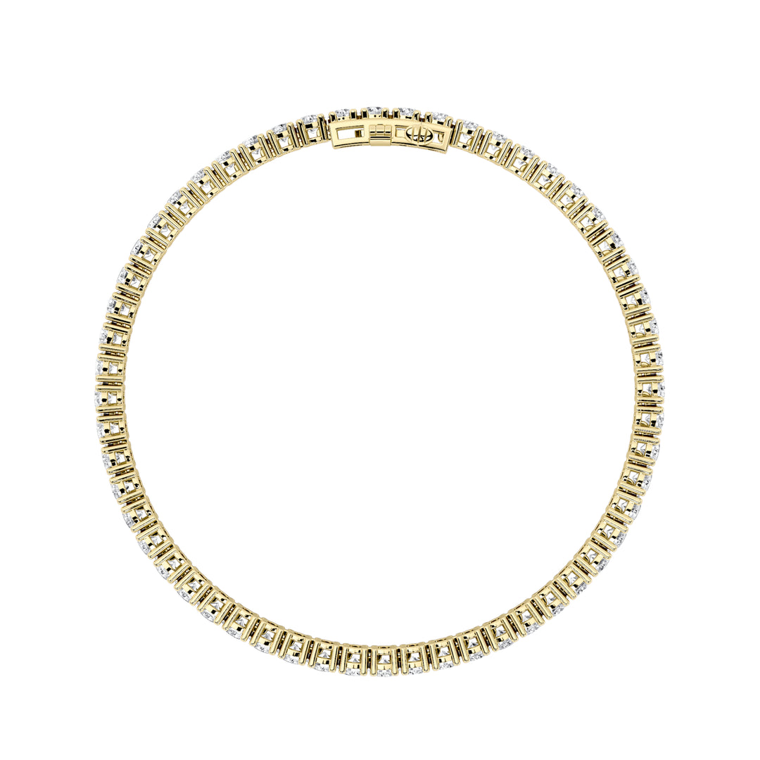 5CTW Round Shaped Lab Grown Diamond Tennis Bracelet in 14K Gold (F/VS)