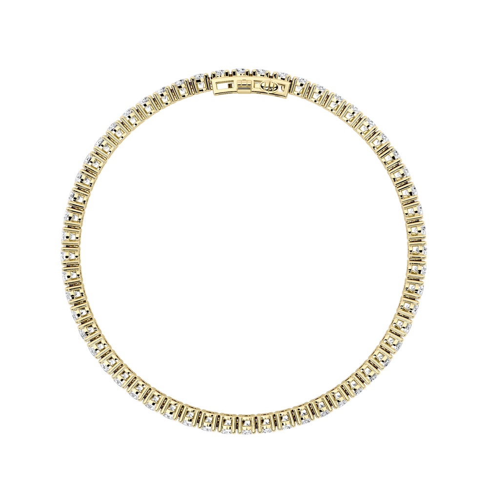 5CTW Round Shaped Lab Grown Diamond Tennis Bracelet in 14K Gold (F/VS)