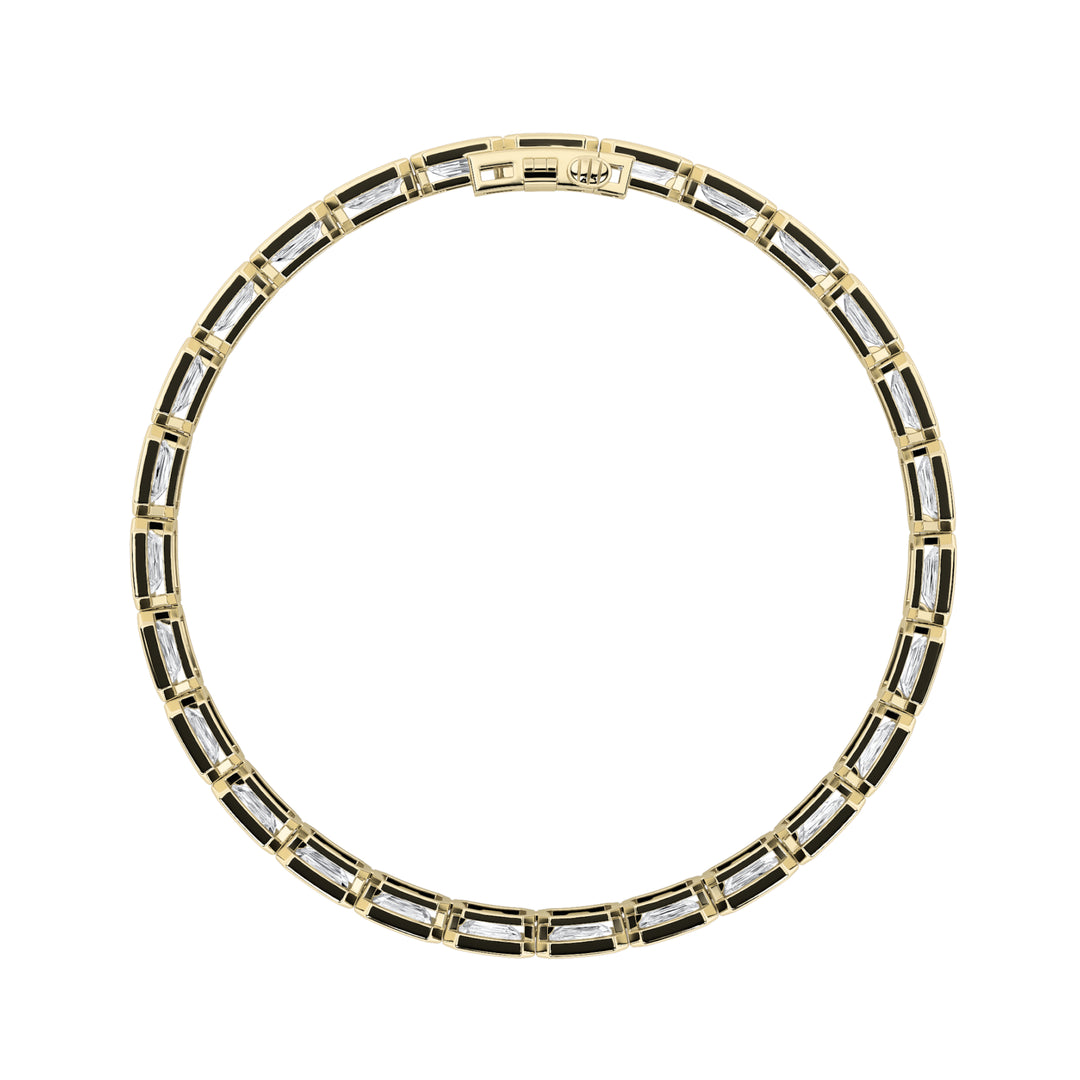15CTW Emerald Shaped Lab Grown Diamond (F/VS) East West Bezel Set Bracelet in 14K Gold