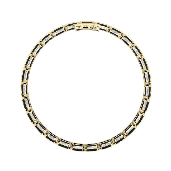 15CTW Emerald Shaped Lab Grown Diamond (F/VS) East West Bezel Set Bracelet in 14K Gold