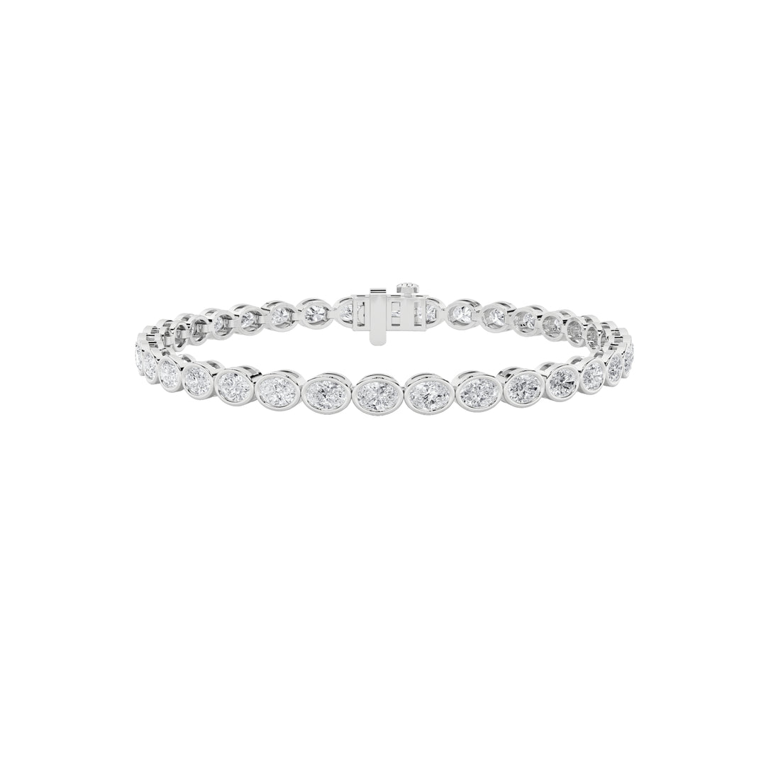10CTW Oval Shaped Lab Grown Diamond (F/VS) East West Bezel Set Bracelet in 14K Gold