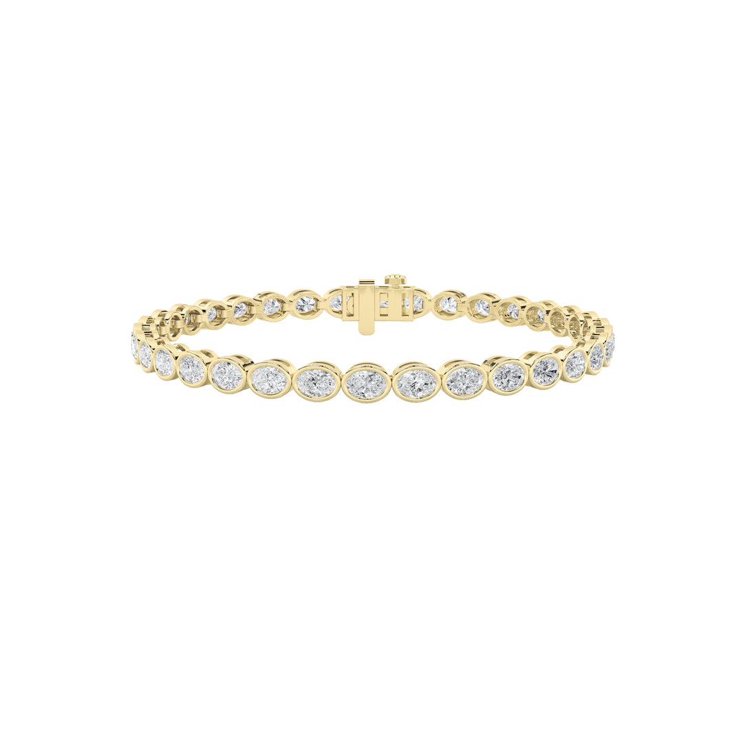 12CTW Oval Shaped Lab Grown Diamond (F/VS) East West Bezel Set Bracelet in 14K Gold