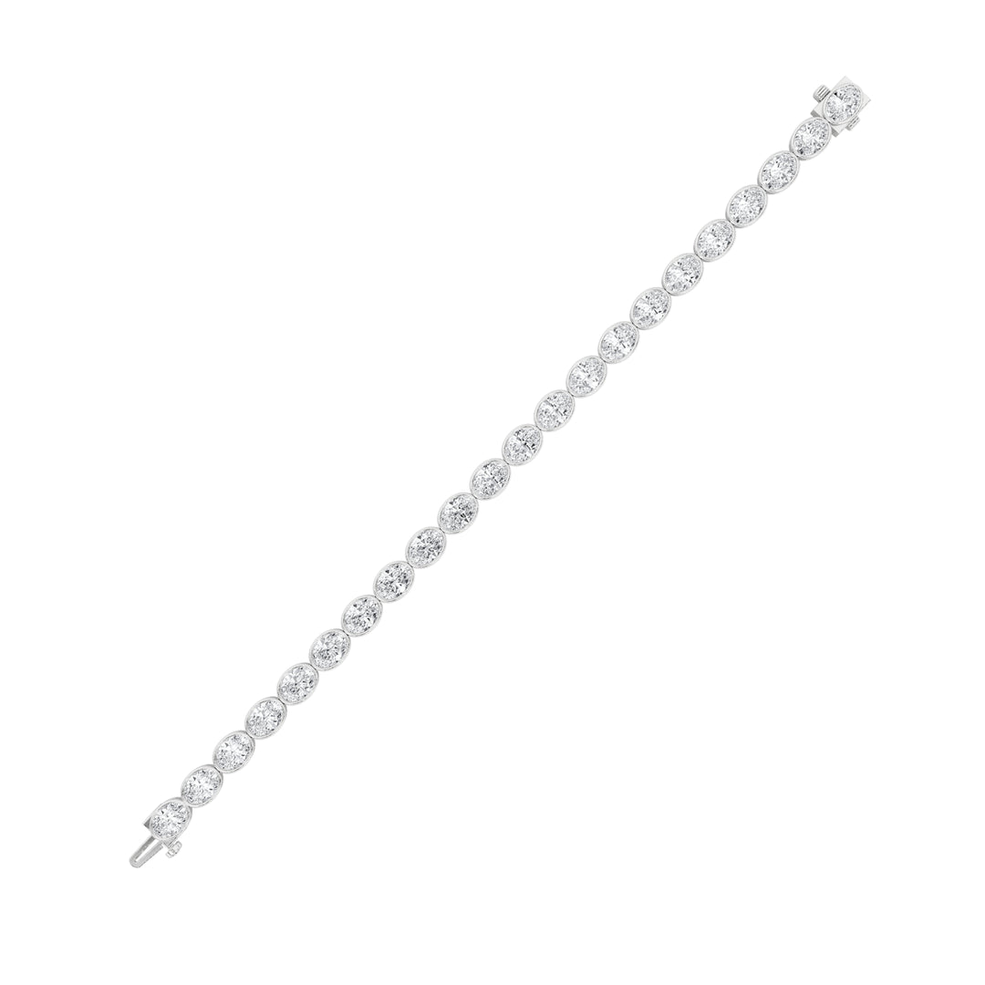 15CTW Oval Shaped Lab Grown Diamond (F/VS) East West Bezel Set Bracelet in 14K Gold